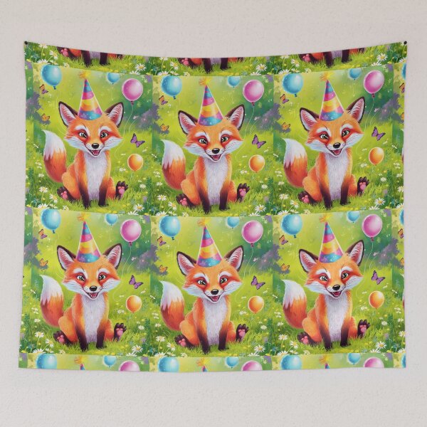 Item preview, Birthday Celebration. Birthday Fox. Adorable fox, birthday balloons, watercolor fox, fox drawing, floral fox designed and sold by FoxVibes.