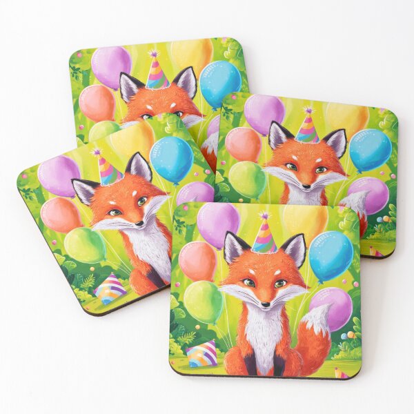 Item preview, Birthday Celebration. Birthday Fox. Adorable fox, birthday balloons, watercolor fox, fox drawing, floral fox designed and sold by FoxVibes.