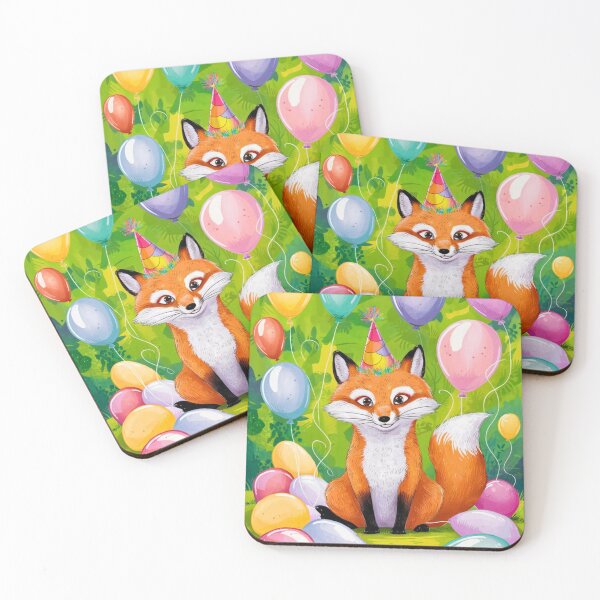 Item preview, Birthday Celebration. Birthday Fox. Adorable fox, birthday balloons, watercolor fox, fox drawing, floral fox designed and sold by FoxVibes.