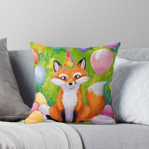 Item preview, Birthday Celebration. Birthday Fox. Adorable fox, birthday balloons, watercolor fox, fox drawing, floral fox designed and sold by FoxVibes.