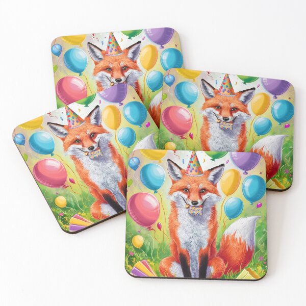 Item preview, Birthday Celebration. Birthday Fox. Adorable fox, birthday balloons, watercolor fox, fox drawing, floral fox designed and sold by FoxVibes.