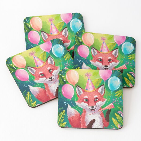 Item preview, Birthday Celebration. Birthday Fox. Adorable fox, birthday balloons, watercolor fox, fox drawing, floral fox designed and sold by FoxVibes.