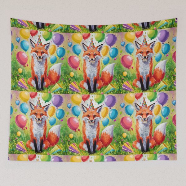 Item preview, Birthday Celebration. Birthday Fox. Adorable fox, birthday balloons, watercolor fox, fox drawing, floral fox designed and sold by FoxVibes.