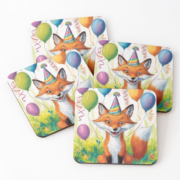 Item preview, Birthday Celebration. Birthday Fox. Adorable fox, birthday balloons, watercolor fox, fox drawing, floral fox designed and sold by FoxVibes.