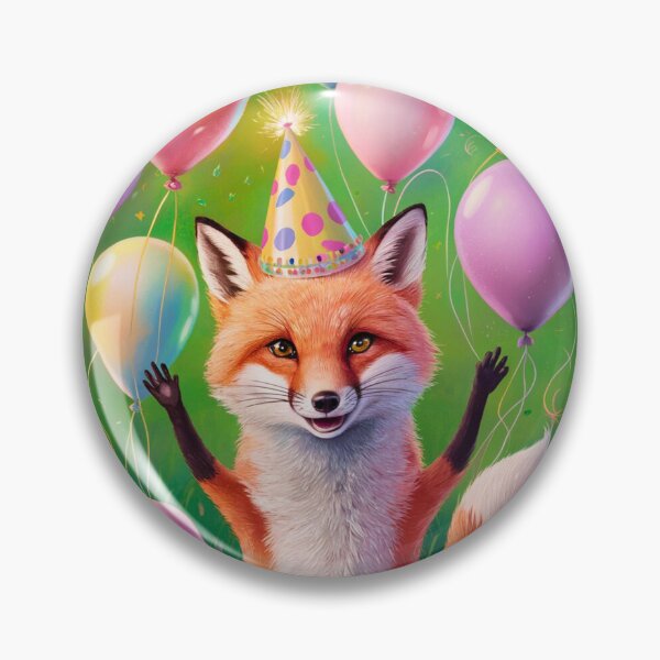 Item preview, Birthday Celebration. Birthday Fox. Adorable fox, birthday balloons, watercolor fox, fox drawing, floral fox designed and sold by FoxVibes.