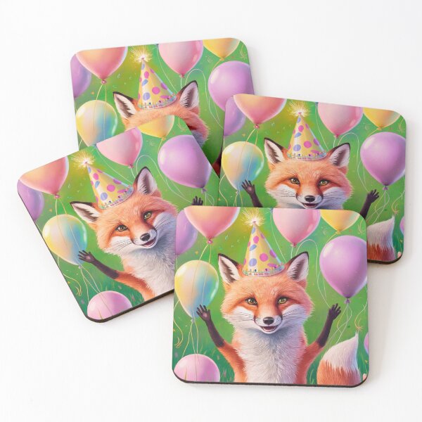 Item preview, Birthday Celebration. Birthday Fox. Adorable fox, birthday balloons, watercolor fox, fox drawing, floral fox designed and sold by FoxVibes.