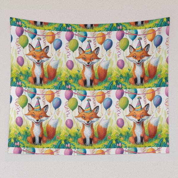 Item preview, Birthday Celebration. Birthday Fox. Adorable fox, birthday balloons, watercolor fox, fox drawing, floral fox designed and sold by FoxVibes.