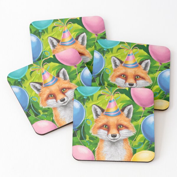 Item preview, Birthday Celebration. Birthday Fox. Adorable fox, birthday balloons, watercolor fox, fox drawing, floral fox designed and sold by FoxVibes.
