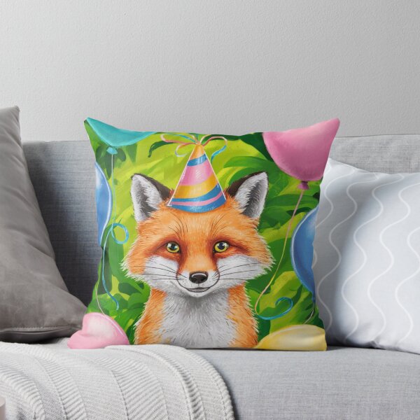 Item preview, Birthday Celebration. Birthday Fox. Adorable fox, birthday balloons, watercolor fox, fox drawing, floral fox designed and sold by FoxVibes.