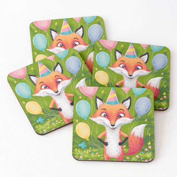 Item preview, Birthday Celebration. Birthday Fox. Adorable fox, birthday balloons, watercolor fox, fox drawing, floral fox designed and sold by FoxVibes.