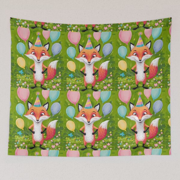 Item preview, Birthday Celebration. Birthday Fox. Adorable fox, birthday balloons, watercolor fox, fox drawing, floral fox designed and sold by FoxVibes.