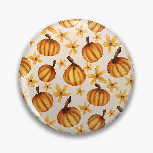 Artikelvorschau, Malerische Kürbisse und orange Herbstblumen auf hellbeigem Hintergrund entworfen und verkauft von JasmineGDesigns.