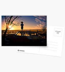 Sunset on Car junk yard Postcards