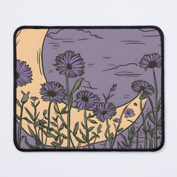 Item preview, Fourth of the Seven Nights. Moonlit Night, Meadow, Blooming Flowers against the Moon. Magical Print. designed and sold by Zenithara.