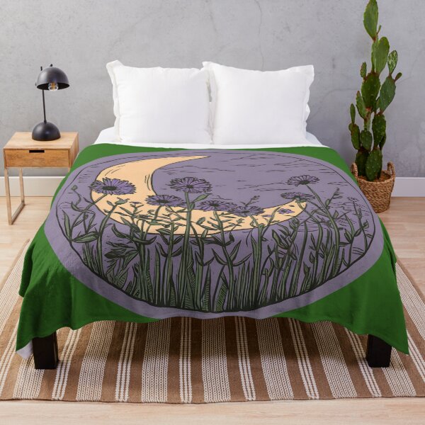 Item preview, Fourth of the Seven Nights. Moonlit Night, Meadow, Blooming Flowers against the Moon. Magical Print. designed and sold by Zenithara.