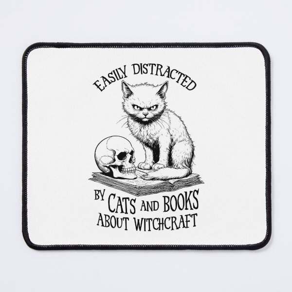 Item preview, Cat Skull Halloween Easily Distracted Funny Book Lover Witch designed and sold by GrandeDuc.