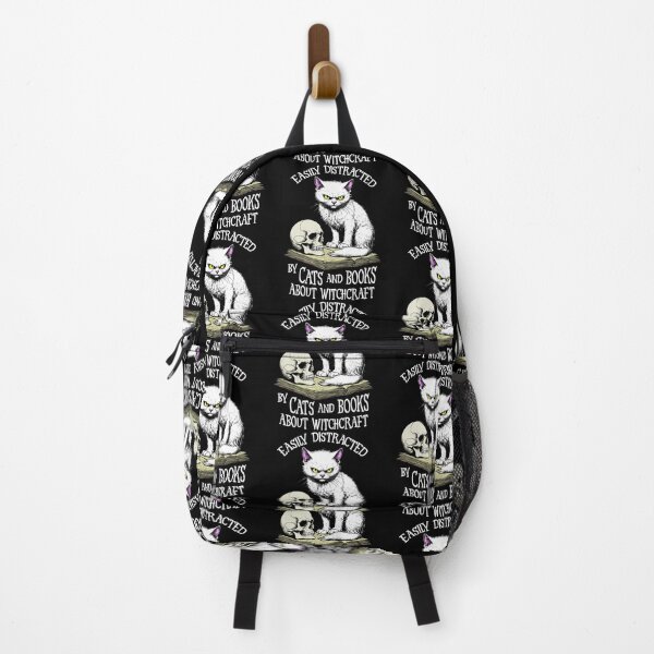 Item preview, Cat Skull Halloween Easily Distracted Funny Book Lover Witch designed and sold by GrandeDuc.