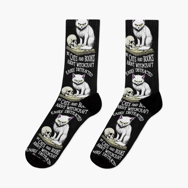 Item preview, Cat Skull Halloween Easily Distracted Funny Book Lover Witch designed and sold by GrandeDuc.