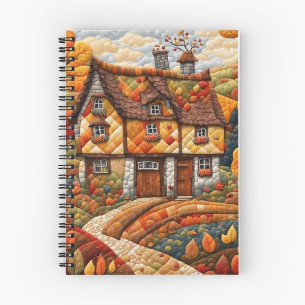 Item preview, Patchwork Cottage in Autumn Acrylic Painting designed and sold by MeadowFarmPrint.