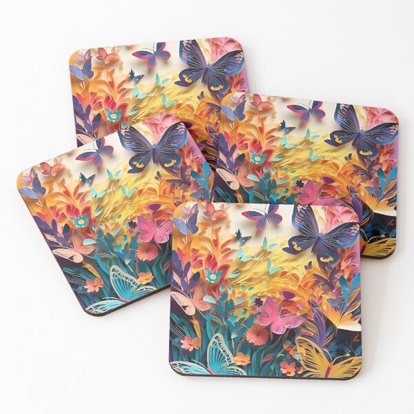 Item preview, Paper cut Colorful Butterflies digital art designed and sold by PaintedPixels01.