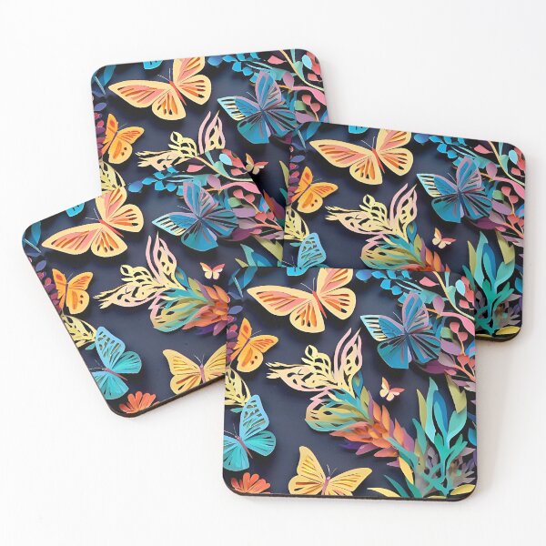 Item preview, Paper cut Colorful Butterflies digital art designed and sold by PaintedPixels01.