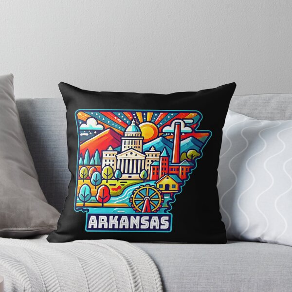 Item preview, Arkansas State Map USA Skyline and Landmarks Illustration- travel souvenir art designed and sold by Unitepeople.