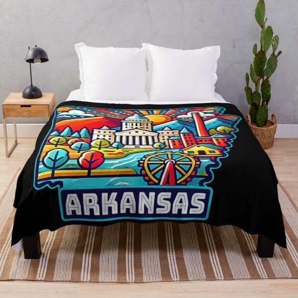Item preview, Arkansas State Map USA Skyline and Landmarks Illustration- travel souvenir art designed and sold by Unitepeople.
