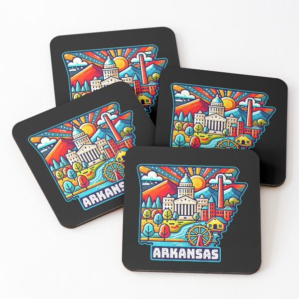 Item preview, Arkansas State Map USA Skyline and Landmarks Illustration- travel souvenir art designed and sold by Unitepeople.