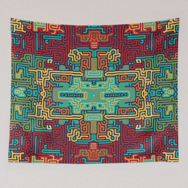 Item preview,  Aztec Cloud Tile-Rainforest Maximalist-Turing Pattern designed and sold by Annette Chabidon Studio.