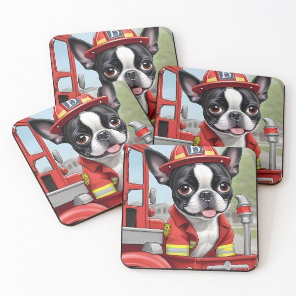 Item preview, Fearless Fire Fighting Boston Terriers designed and sold by Hall-O-Gram.