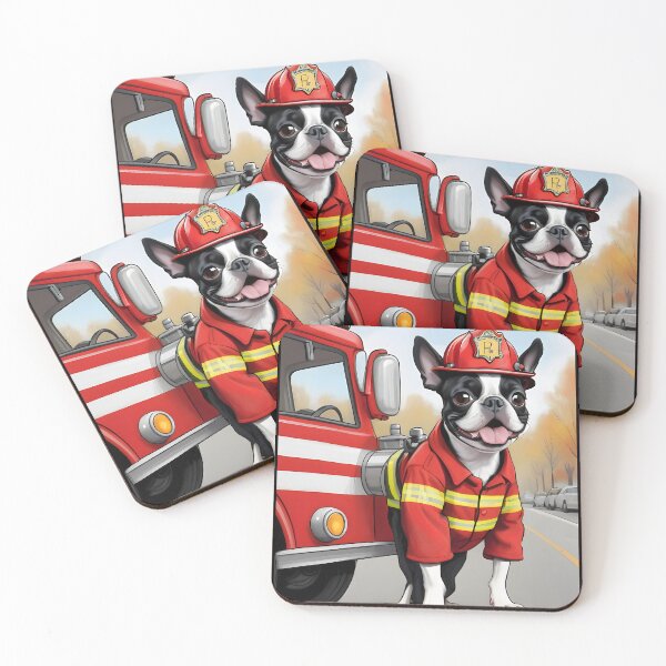 Item preview, Fearless Fire Fighting Boston Terriers designed and sold by Hall-O-Gram.