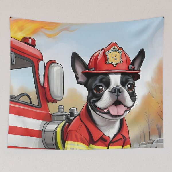 Item preview, Fearless Fire Fighting Boston Terriers designed and sold by Hall-O-Gram.
