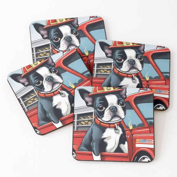 Item preview, Fearless Fire Fighting Boston Terriers designed and sold by Hall-O-Gram.