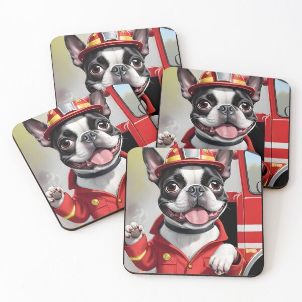 Item preview, Fearless Fire Fighting Boston Terriers designed and sold by Hall-O-Gram.