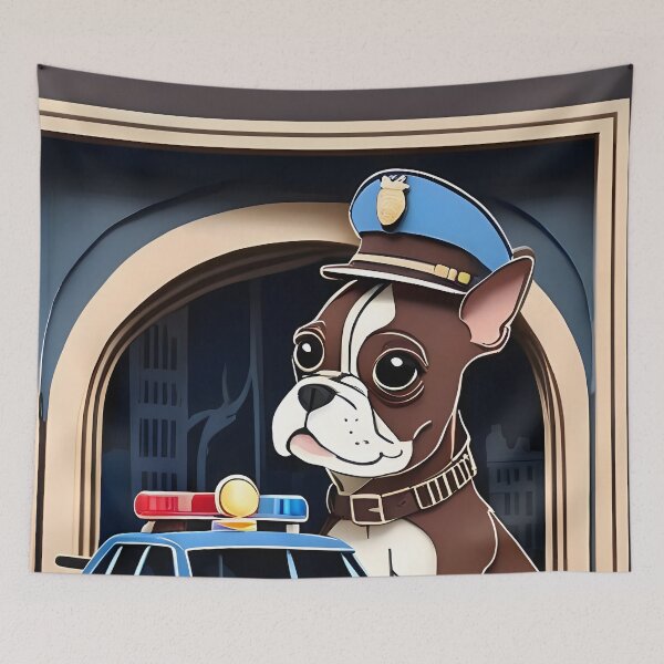 Item preview, Fearless Crime Fighting Police Boston Terriers designed and sold by Hall-O-Gram.