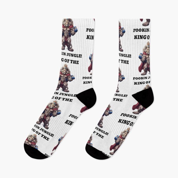 Item preview, KING OF THE FOOKIN JUNGLE - Huge Muscles Crowned Lion - Black Lettering designed and sold by Primal Pump Co LTD.
