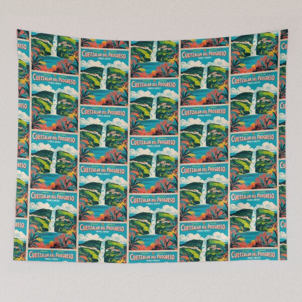 Item preview, Cuetzalan del Progreso Puebla Mexico Magic Town Vintage Travel Tourism designed and sold by TravelersGems.