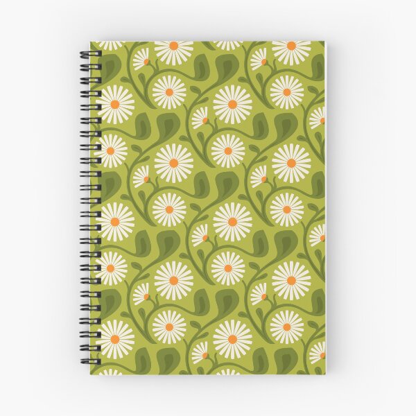Item preview, KF 0289 B - Vintage Retro Daisies 70s Floral Pattern in Green Orange Cream designed and sold by KhakiFinch.