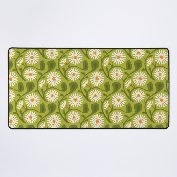 Item preview, KF 0289 B - Vintage Retro Daisies 70s Floral Pattern in Green Orange Cream designed and sold by KhakiFinch.