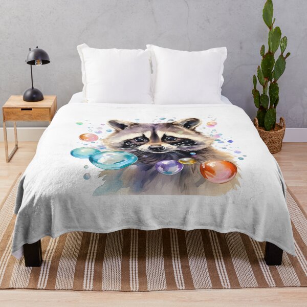 Item preview, Watercolor Raccoon with Bubbles, Whimsical Art designed and sold by Eamornia.