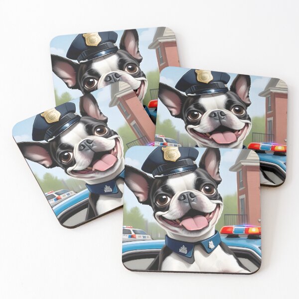 Item preview, Fearless Crime Fighting Police Boston Terriers designed and sold by Hall-O-Gram.