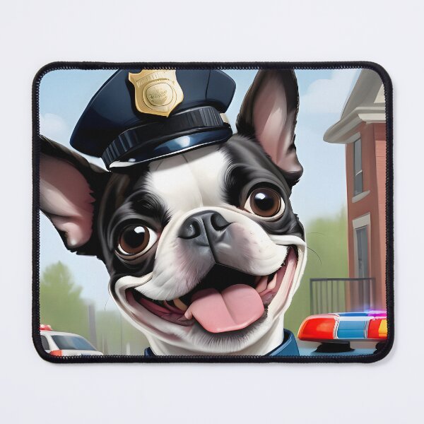 Item preview, Fearless Crime Fighting Police Boston Terriers designed and sold by Hall-O-Gram.