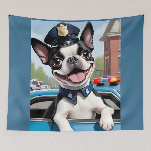 Item preview, Fearless Crime Fighting Police Boston Terriers designed and sold by Hall-O-Gram.