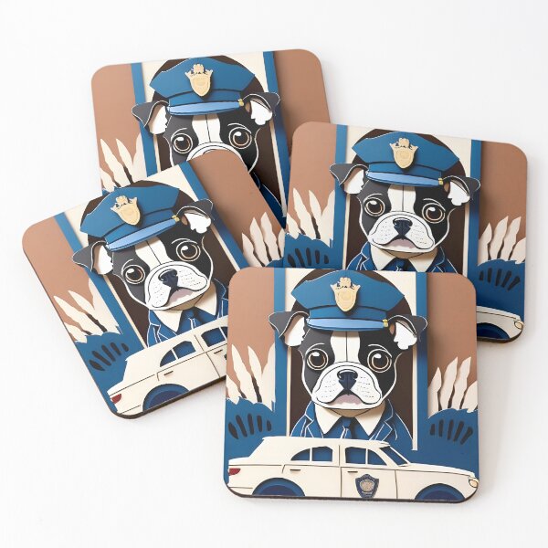 Item preview, Fearless Crime Fighting Police Boston Terriers designed and sold by Hall-O-Gram.