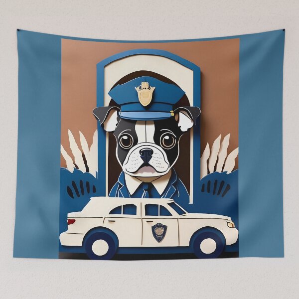 Item preview, Fearless Crime Fighting Police Boston Terriers designed and sold by Hall-O-Gram.