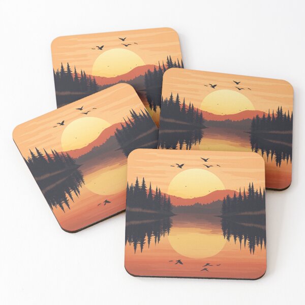 Item preview, Serene Sunset Over Forest Lake designed and sold by ManeeStore.