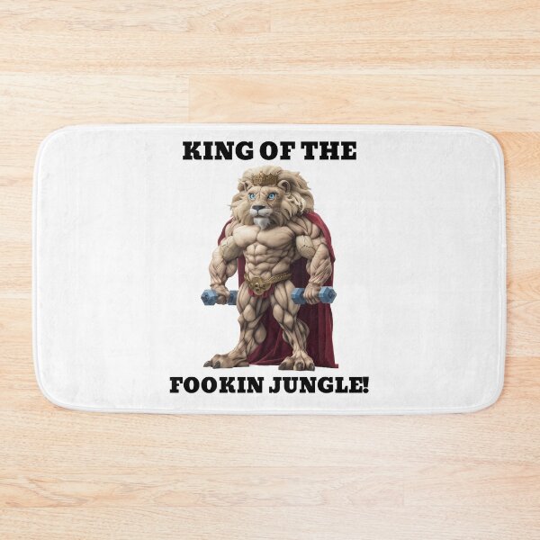 Item preview, KING OF THE FOOKIN JUNGLE TWO - Huge Muscles Crowned Lion - Black Lettering designed and sold by Primal Pump Co LTD.