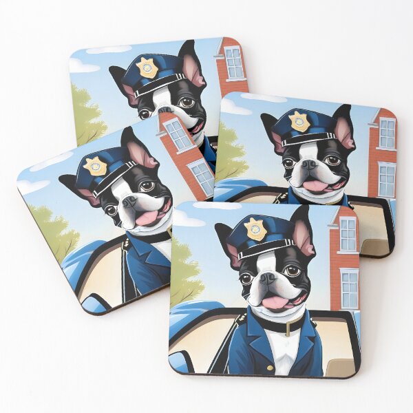 Item preview, Fearless Crime Fighting Police Boston Terriers designed and sold by Hall-O-Gram.