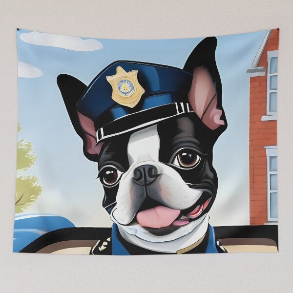 Item preview, Fearless Crime Fighting Police Boston Terriers designed and sold by Hall-O-Gram.