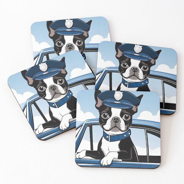 Item preview, Fearless Crime Fighting Police Boston Terriers designed and sold by Hall-O-Gram.